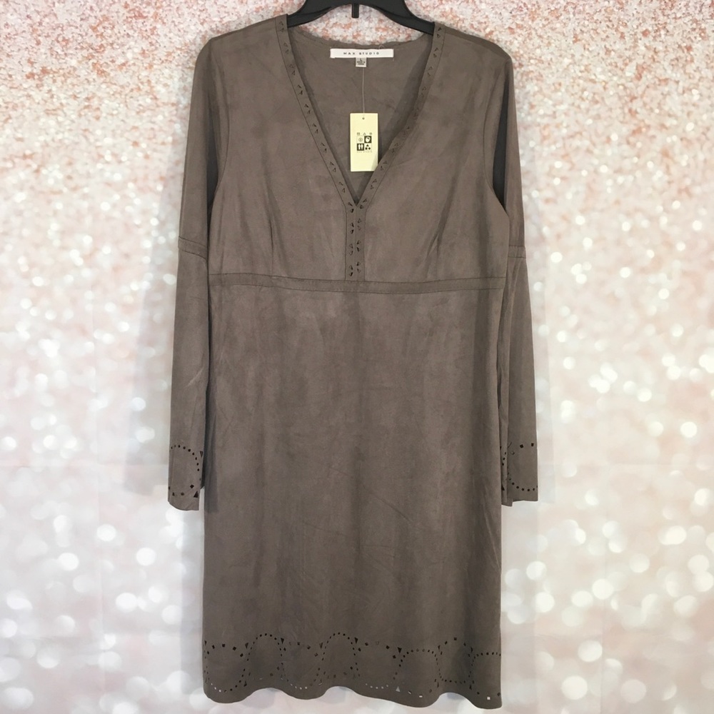Max Studio Grey Suede Shift Dress